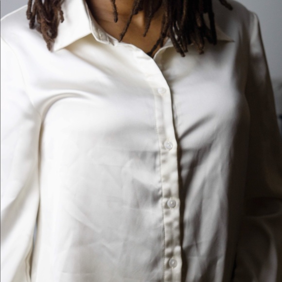 Cream Satin Button Down - Picture 3 of 3